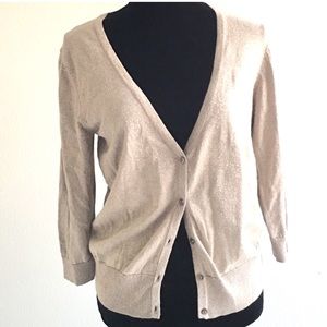 Holiday cardigan gold metallic medium